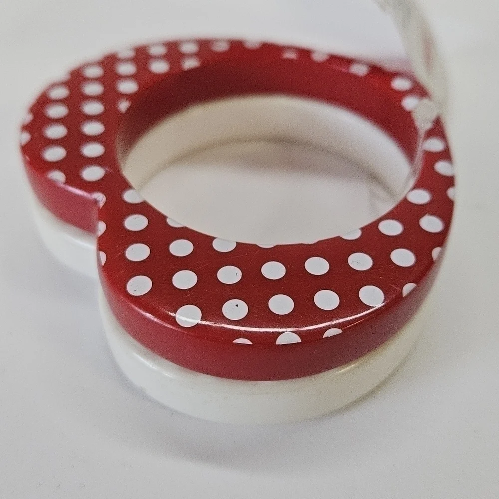 NEW Polka Dot Love Heart Plastic Bangle Two-Pack Valentine's Day 2011